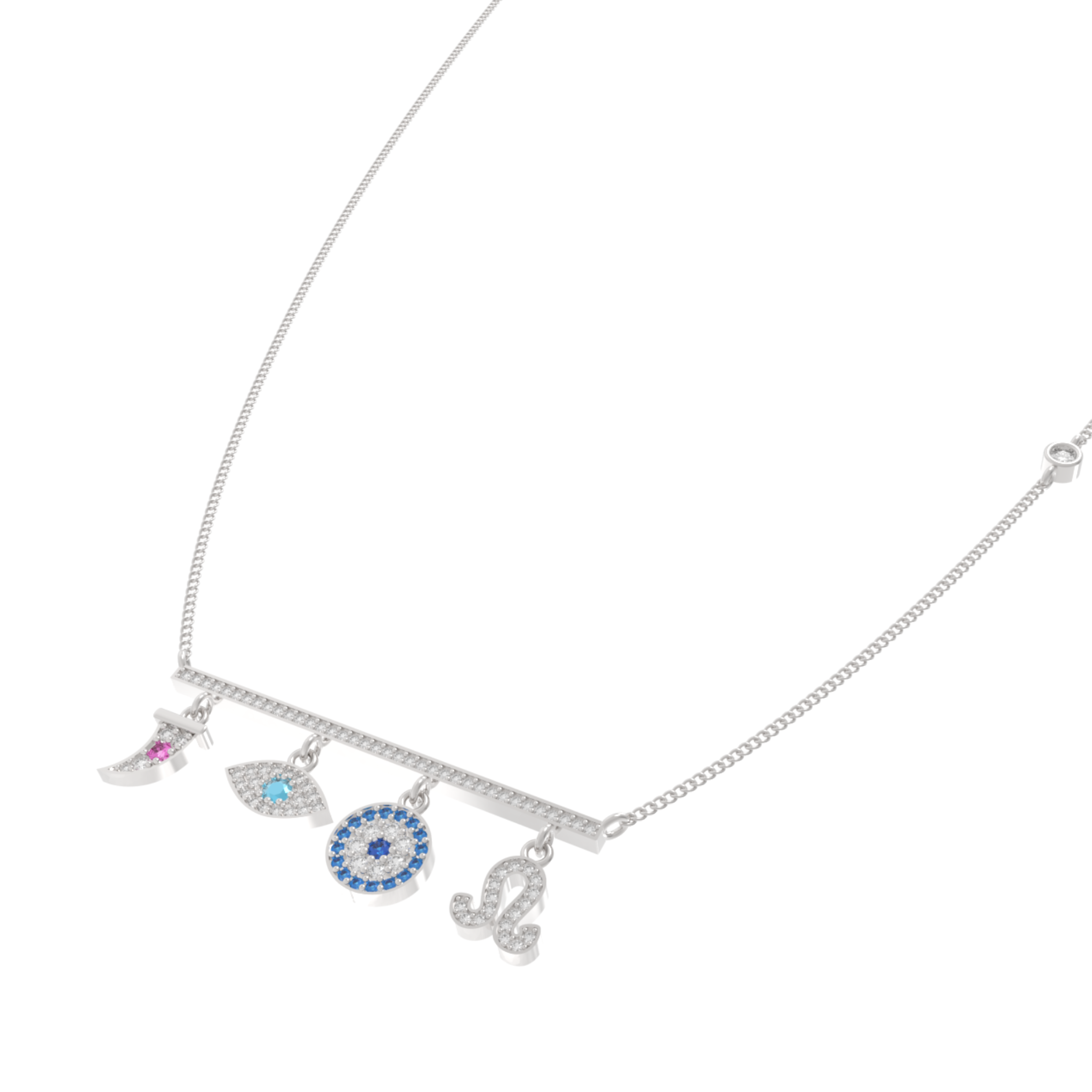 Charms of Faith Necklace, Hallmarked 925 Sterling Silver